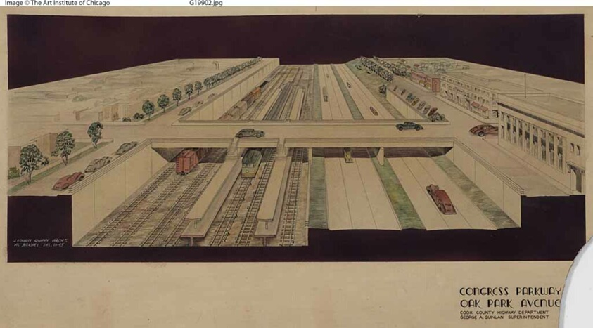 Congress Street Expressway, Cook County, Illinois, Aerial Perspective