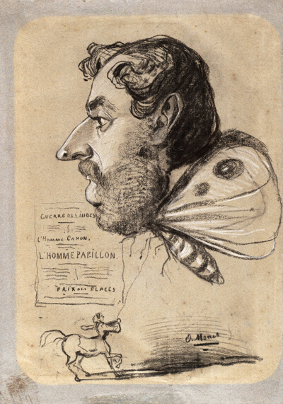 Caricature of Jules Didier (“Butterfly Man”)